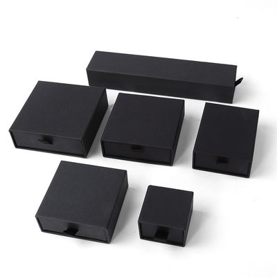 Fabrication en gros Eco-friendly cadeau de luxe Box de bijoux personnalisé Logo personnalisé Anneau Collier Boucle d'oreille Bracelet Emballage Carton noir Papeterie tiroir Box de bijoux