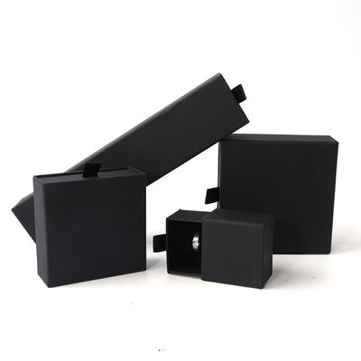 Fabrication en gros Eco-friendly cadeau de luxe Box de bijoux personnalisé Logo personnalisé Anneau Collier Boucle d'oreille Bracelet Emballage Carton noir Papeterie tiroir Box de bijoux