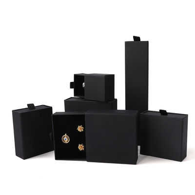 Boîte à bijoux rectangulaire écologique en papier carré rose avec tiroir