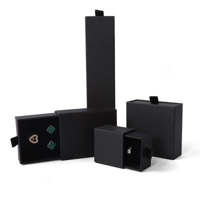 acheter Fabrication en gros Eco-friendly cadeau de luxe Box de bijoux personnalisé Logo personnalisé Anneau Collier Boucle d'oreille Bracelet Emballage Carton noir Papeterie tiroir Box de bijoux online manufacture