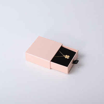 Fabrication en gros Eco-friendly cadeau de haute qualité Box de bijoux personnalisé personnalisé Ring Collier Boucle d'oreille Bracelet Emballage rose Carton papier tiroir Jeuilleux Box avec logo