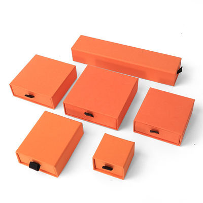 acheter Fabrication en gros Eco Friendly cadeau de haute qualité Jeuillerie Boîte personnalisée personnalisée Anneau Collier Boucle d'oreille Bracelet Emballage Orange Carton Papeter Drawer Jeuillerie Boîte avec logo online manufacture
