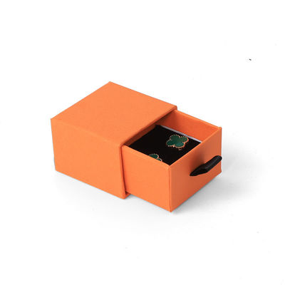 Fabrication en gros Eco Friendly cadeau de haute qualité Jeuillerie Boîte personnalisée personnalisée Anneau Collier Boucle d'oreille Bracelet Emballage Orange Carton Papeter Drawer Jeuillerie Boîte avec logo