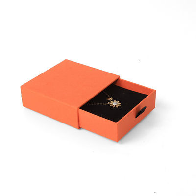 Fabrication en gros Eco Friendly cadeau de haute qualité Jeuillerie Boîte personnalisée personnalisée Anneau Collier Boucle d'oreille Bracelet Emballage Orange Carton Papeter Drawer Jeuillerie Boîte avec logo