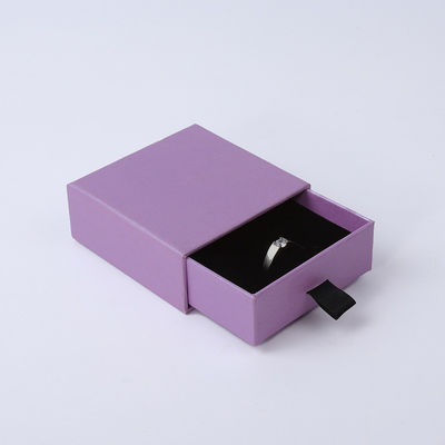 Fabrication en gros Eco-friendly cadeau de haute qualité Box de bijoux personnalisé personnalisé anneau collier boucle d'oreille Bracelet Emballage Carton papier violet tiroir Box de bijoux avec logo
