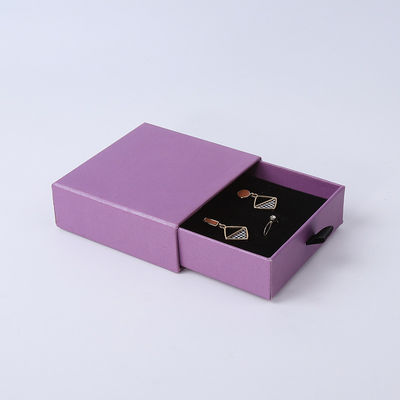 Fabrication en gros Eco-friendly cadeau de haute qualité Box de bijoux personnalisé personnalisé anneau collier boucle d'oreille Bracelet Emballage Carton papier violet tiroir Box de bijoux avec logo