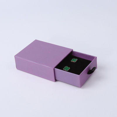 Fabrication en gros Eco-friendly cadeau de haute qualité Box de bijoux personnalisé personnalisé anneau collier boucle d'oreille Bracelet Emballage Carton papier violet tiroir Box de bijoux avec logo