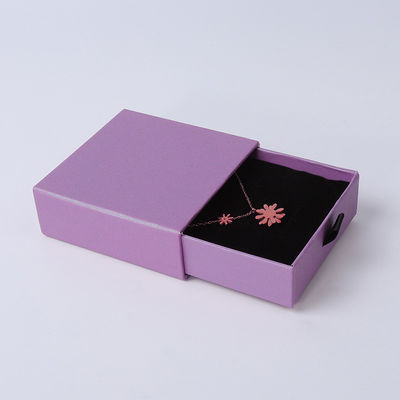 Fabrication en gros Eco-friendly cadeau de haute qualité Box de bijoux personnalisé personnalisé anneau collier boucle d'oreille Bracelet Emballage Carton papier violet tiroir Box de bijoux avec logo
