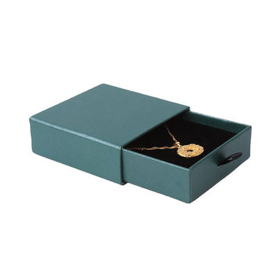 Fabrication en gros Eco-friendly cadeau de haute qualité Box de bijoux personnalisé Custom Ring Collier Boucle d'oreille Bracelet Emballage carton vert Paper Drawer Box de bijoux avec logo