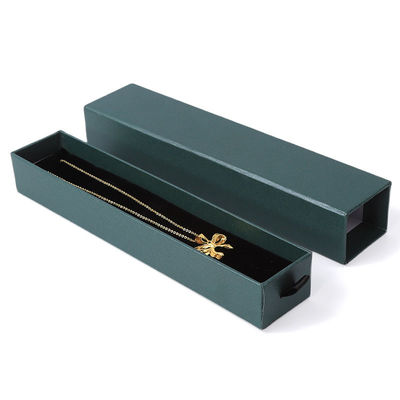 Fabrication en gros Eco-friendly cadeau de haute qualité Box de bijoux personnalisé Custom Ring Collier Boucle d'oreille Bracelet Emballage carton vert Paper Drawer Box de bijoux avec logo