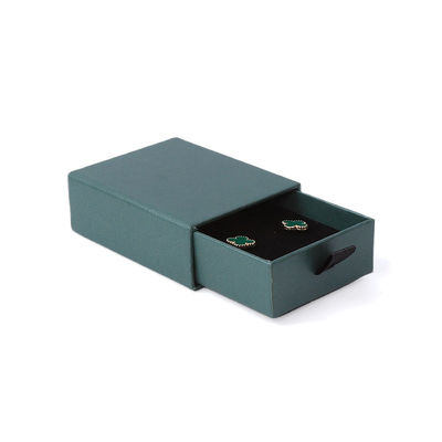 Fabrication en gros Eco-friendly cadeau de haute qualité Box de bijoux personnalisé Custom Ring Collier Boucle d'oreille Bracelet Emballage carton vert Paper Drawer Box de bijoux avec logo