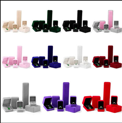 rouge vert de velours bijoux bague de fiançailles emballage flip Jewellery Box