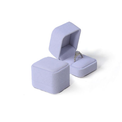 Boîte à anneau double personnalisée en velours blanc Jeu de fiançailles Boîte d'emballage
