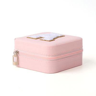 Boîte de rangement de bijoux en velours rose