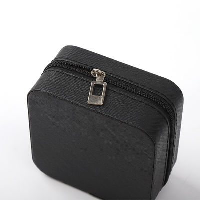 Coffret de rangement de bijoux de luxe pour cadeaux Logo personnalisé Portable petit cuir noir Organizer de voyage