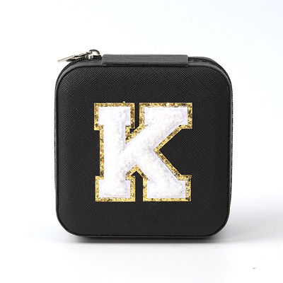Coffret de rangement de bijoux de luxe pour cadeaux Logo personnalisé Portable petit cuir noir Organizer de voyage