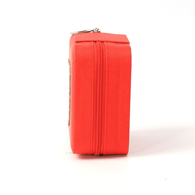 Boîte de rangement de bijoux en cuir rouge portable