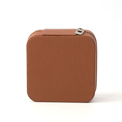 Boîte de rangement de bijoux en cuir marron