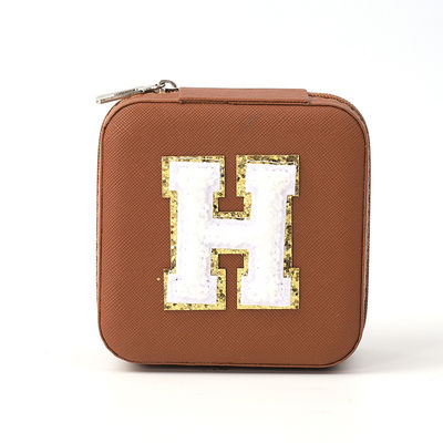 Boîte de rangement de bijoux en cuir marron