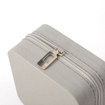 Boîte de rangement de bijoux en cuir gris