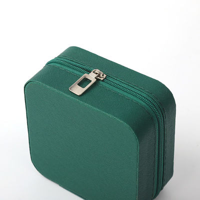 Boîte de rangement de bijoux en cuir portatif petit en cuir vert foncé organisateur de bijoux Boîte de rangement de bijoux