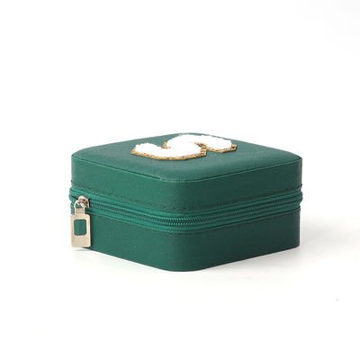Boîte de rangement de bijoux en cuir portatif petit en cuir vert foncé organisateur de bijoux Boîte de rangement de bijoux