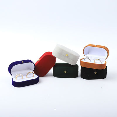 Emballage personnalisé de boîtes à anneaux de velours pour bijoux de mariage et de fiançailles