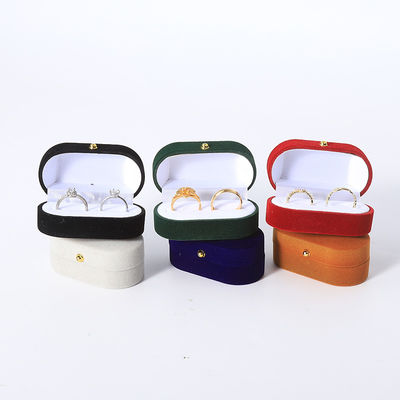 Emballage personnalisé de boîtes à anneaux de velours pour bijoux de mariage et de fiançailles