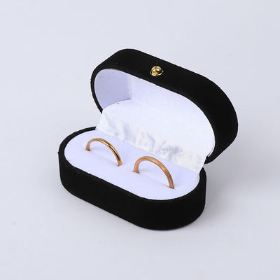 Jeux personnalisés en velours noir emballage de bijoux mariage fiançailles double bague