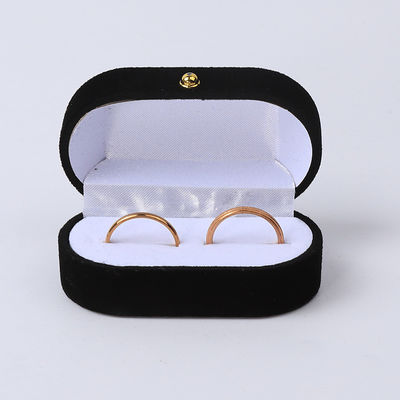 Jeux personnalisés en velours noir emballage de bijoux mariage fiançailles double bague