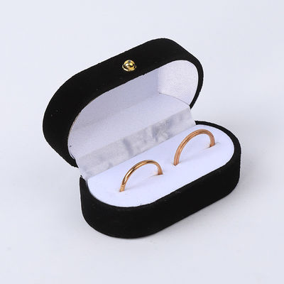 Jeux personnalisés en velours noir emballage de bijoux mariage fiançailles double bague
