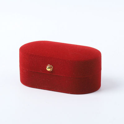 Boîte à bijoux de luxe personnalisée personnalisée Joaillerie en velours rouge Emballage Mariage Fiançailles Boîte à double anneau