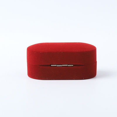 Boîte à bijoux de luxe personnalisée personnalisée Joaillerie en velours rouge Emballage Mariage Fiançailles Boîte à double anneau