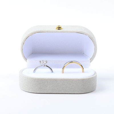 Boîte de bijoux de luxe personnalisée personnalisée Grain de velours de bijoux d'emballage de mariage de fiançailles Boîte à double anneau