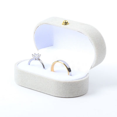 Boîte de bijoux de luxe personnalisée personnalisée Grain de velours de bijoux d'emballage de mariage de fiançailles Boîte à double anneau