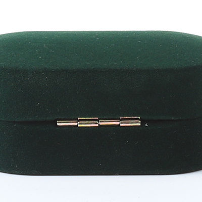 Boîte de bijoux de luxe personnalisée en velours vert personnalisée emballage de bijoux de mariage fiançailles boîte à double anneau avec logo