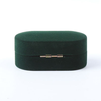 Boîte de bijoux de luxe personnalisée en velours vert personnalisée emballage de bijoux de mariage fiançailles boîte à double anneau avec logo