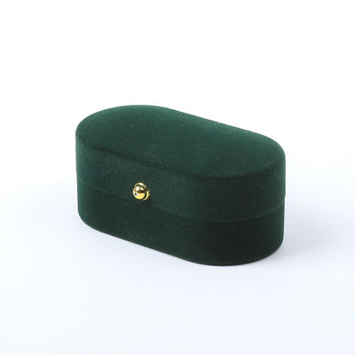 Boîte de bijoux de luxe personnalisée en velours vert personnalisée emballage de bijoux de mariage fiançailles boîte à double anneau avec logo