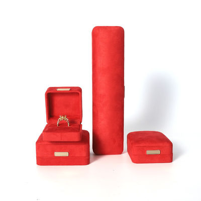 Boîte à bijoux en flanelle de velours rouge de luxe haut de gamme pour bracelet, collier, bague, boucles d'oreilles
