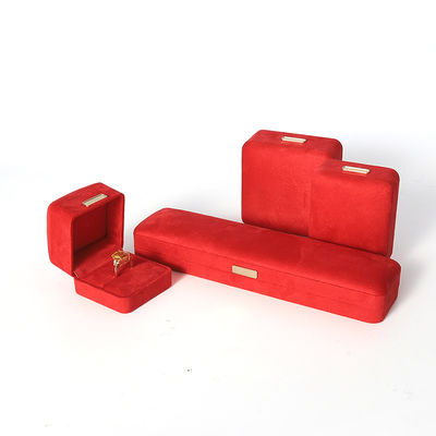 Boîte à bijoux en flanelle de velours rouge de luxe haut de gamme pour bracelet, collier, bague, boucles d'oreilles