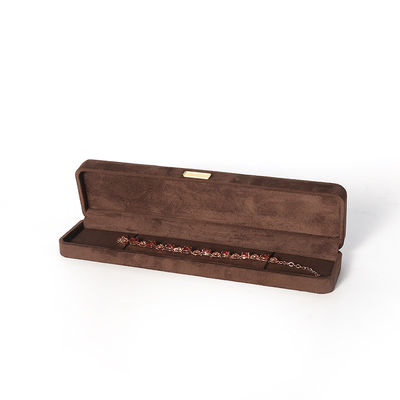 Boîte de bijoux en velours marron octogonale avec patch d'or