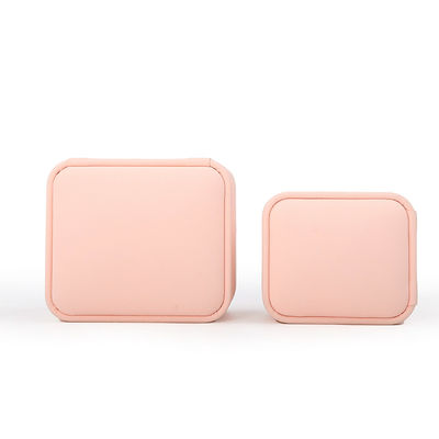 En gros bijoux Emballage Boîte d'anneau Emballage de bijoux personnalisé Luxe rose bijoux en cuir double Boîte d'anneau pour les fiançailles