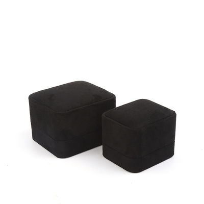 Vente en gros de bijoux haut de gamme Emballage Boîte à bague Logo personnalisé Emballage de bijoux Luxe Mariage à double fiançailles Boîte à bague de velours