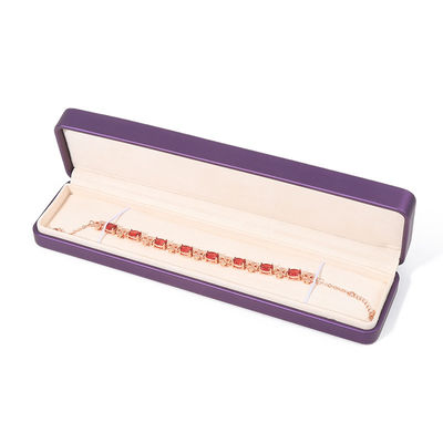 Boîte à bijoux en cuir violet premium avec impression en relief