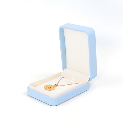 Boîte à bijoux en cuir bleu clair pour gros bijoux ensemble collier bracelet boucles d'oreilles bague emballage