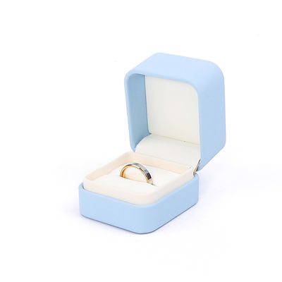 Boîte à bijoux en cuir bleu clair pour gros bijoux ensemble collier bracelet boucles d'oreilles bague emballage