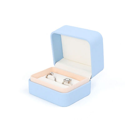 Boîte à bijoux en cuir bleu clair pour gros bijoux ensemble collier bracelet boucles d'oreilles bague emballage