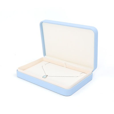 Boîte à bijoux en cuir bleu clair pour gros bijoux ensemble collier bracelet boucles d'oreilles bague emballage