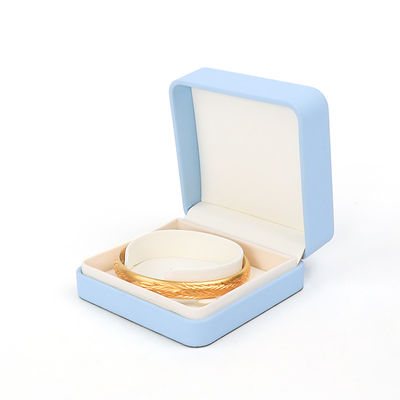 Boîte à bijoux en cuir bleu clair pour gros bijoux ensemble collier bracelet boucles d'oreilles bague emballage