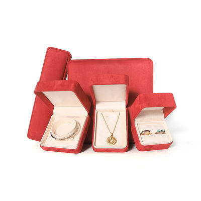 Boîte de bijoux rouge de qualité supérieure pour le grand bracelet de collier, les boucles d'oreilles et l'anneau